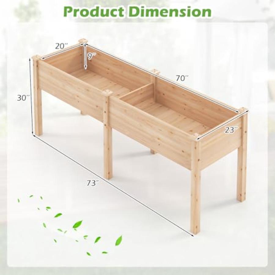 Raised Garden Bed Elevated Wood Planter Box with Drain Hole Gardening Planter Raised Bed for Planting Vegetables Flowers Succul