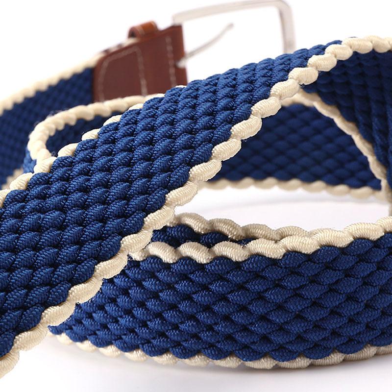 Belt Unisex Nylon Rubber Band Braided Belt Elastic Belt Pin Buckle Jeans Belt Tide