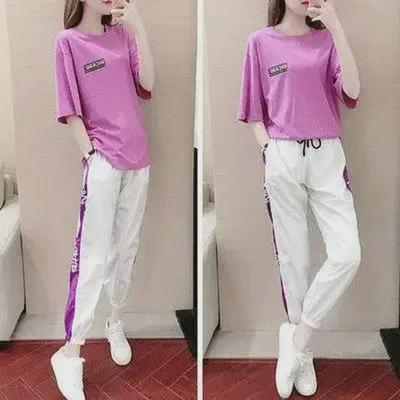 Ensemble T-shirt à manches courtes pour femmes et pantalon neuf points - Tendance coréenne été 2025