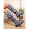 Suede Stacking Boots for Winter 2025 New Plus-size Fleece Low-heeled Sleeves Are No More Than Knee-length Boots for Women