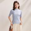 Zhaojun Women's Short Sleeve Mock Neck Knit Top