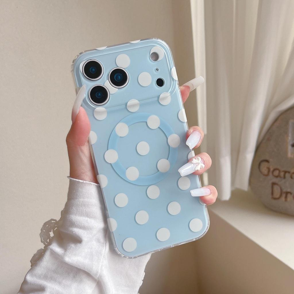 Korean Polka Dot Magnetic Case for iPhone 17 Pro Max (Double Layer)