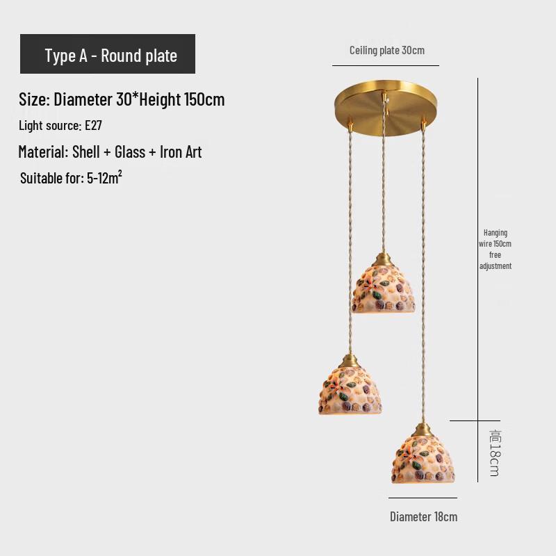 Oeny French Retro Stained Glass Dining Pendant Light