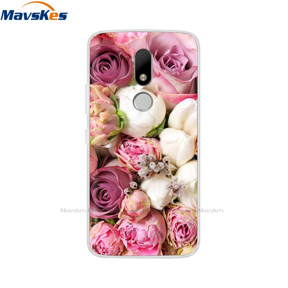 Soft TPU Case For Motorola Moto M Case XT1662 5.5inch Cute Cartoon Silicone Back Cover For Moto M Case XT1663 Phone Cases flower