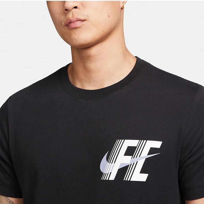 Nike FC Dri-FIT Graphic Print Crew Neck T-Shirt Men Tops Black FD0040-010