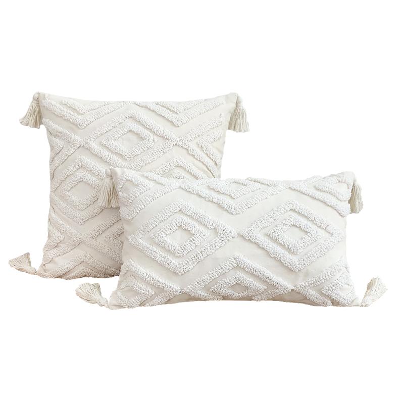 ACHETER MAINTENANT Housse de taie d'oreiller géométrique à rayures touffetées Housse de coussin abstraite vintage américaine pour salon canapé maison fête chambre à coucher lit Décor
