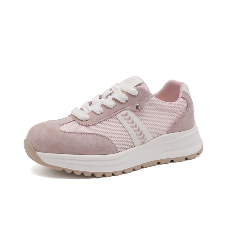 Comfortable and breathable mesh shoes: spring and summer color blocking splicing German training shoes, lace up women's casual shoes