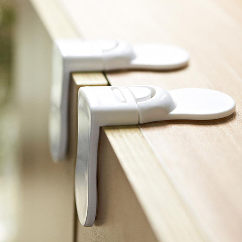 Baby Safety Drawer Lock Anti-Pinching Hand Cabinet Drawer Locks Plastic White Safety Buckle for Children Kids Protection Fuse Holders1