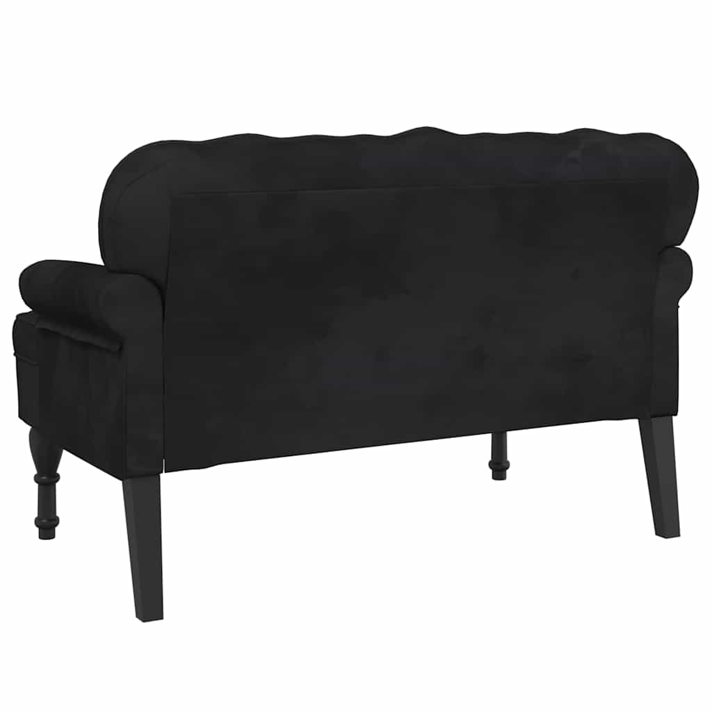 Bench with Backrest Black 119.5 x 64.5 x 75 cm Velvet