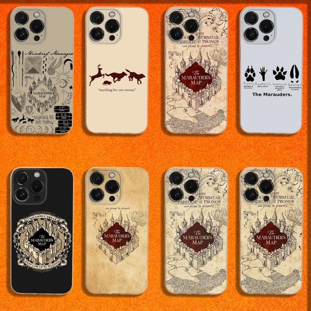 Ticket The M-Marauders Map Phone Case For iPhone 16,15,14,13,12,11 Plus,Pro,Max,XR,XS,X,Plus,SE,Mini Transparent Soft Cover