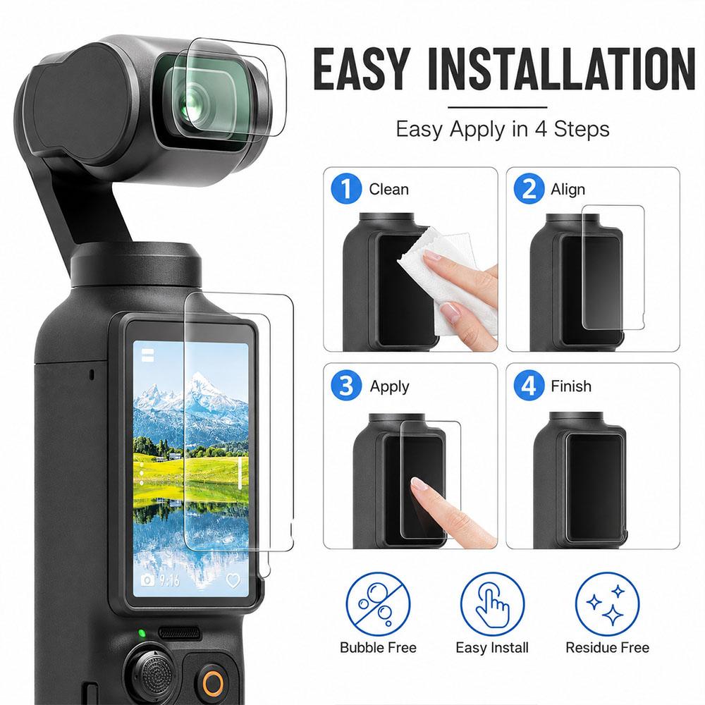 10PCS HD Anti Scratch Tempered Glass Screen & Lens Protector Films For DJI OSMO Pocket 3 4 Gimbal Camera Protective Accessories