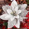 10Pcs/Pack Christmas Flowers Sparkling 14CM with Clips Xmas DIY Glitter Poinsettia Wreath