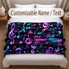 Music General Theme Soft Blanket Personalized Custom Name Text Print Warm Blanket Home Sofa Bedroom Decor