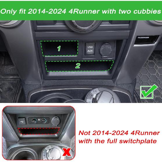 JKCOVER Upgrade 2PCS Center Console Storage Drawer Compatible With Toyota 4Runner 2014- 2024 Accessories Cubbies Organizer Extra Storage(ABS