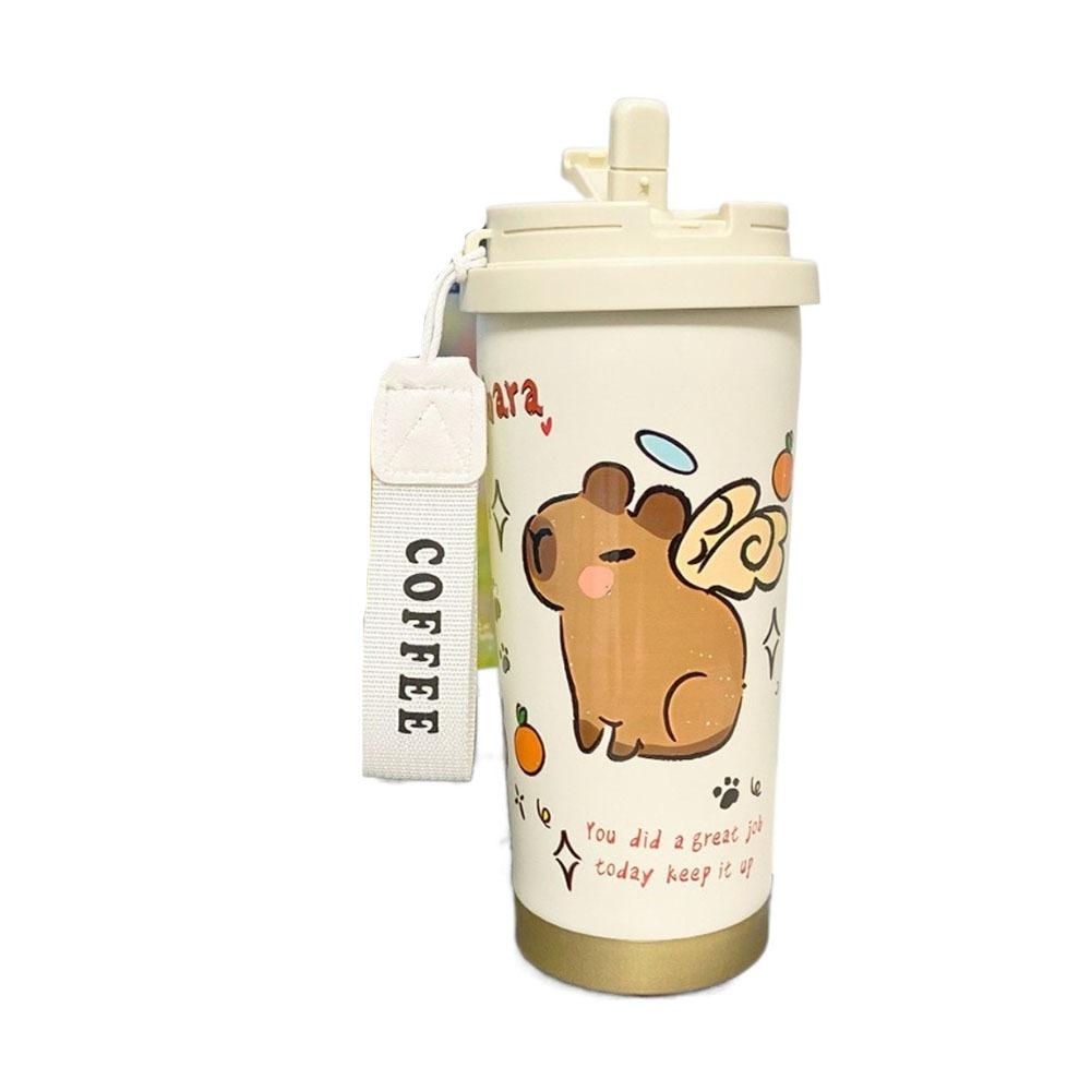 Large Capacity Cartoon Thermal Cup Leakproof Capybara Coffee Mug Students