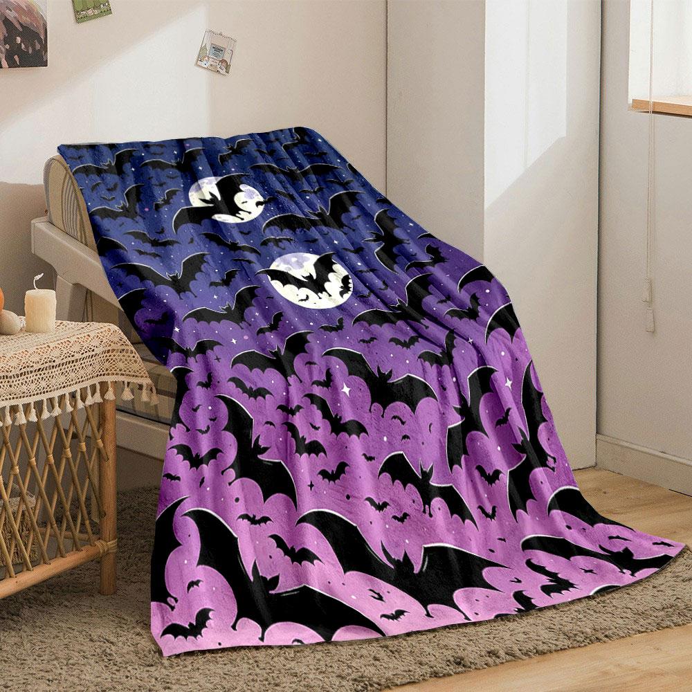 Halloween Bat Moon Night Blanket bedroom Blanket for Livingroom Couch lunch break Soft throw for Friend's festival Gift