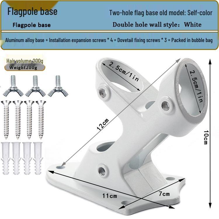 Adjustable Aluminum Flag Holder with Single/Double Holes - Wall Mounted Outdoor Flag Bracket