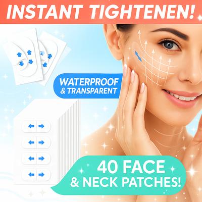 40 Pezzi Nastro Lifting Viso per Occhi Mento Doppio e Collo Rassodamento Istantaneo della Pelle Impermeabile Cerotti Trasparenti Modellanti Viso Lifting Facciale