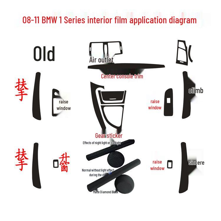 BMW 1 Series 06-11 Interior Carbon Fiber Gear Console Color Change Sticker