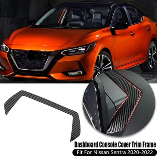 Car Carbon Black Dashboard Console Cover Trim Frame For Nissan Sentra 2020-2024