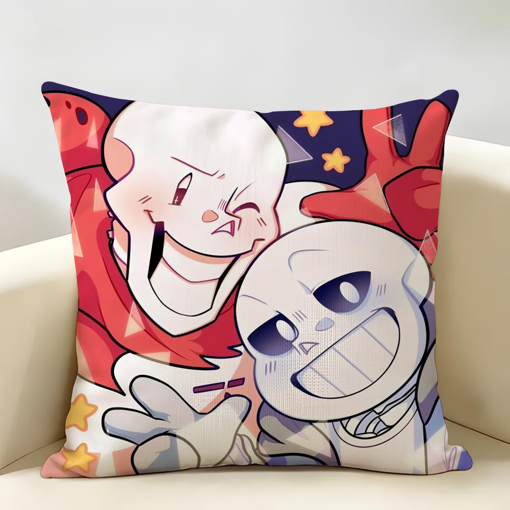 SSans Undertale Anime Cushion Cover Natural Linen Organic Fabric DoubleSided Printing Room Sofa Decor Pillow Case
