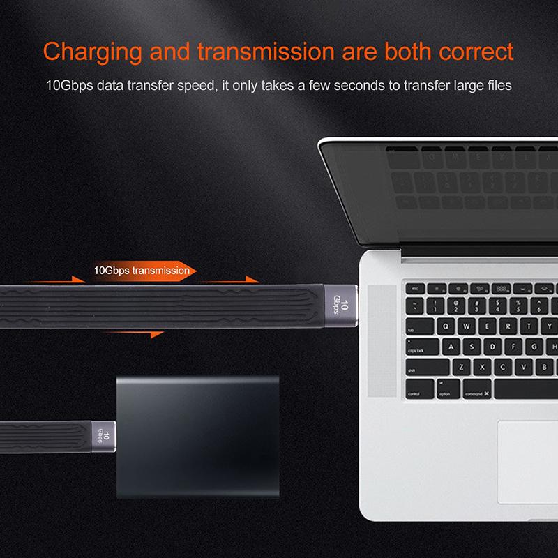13cm 3A Type C To Type C Fast Charging Cable Portable 10Gbps Flexible FPC Data Cord