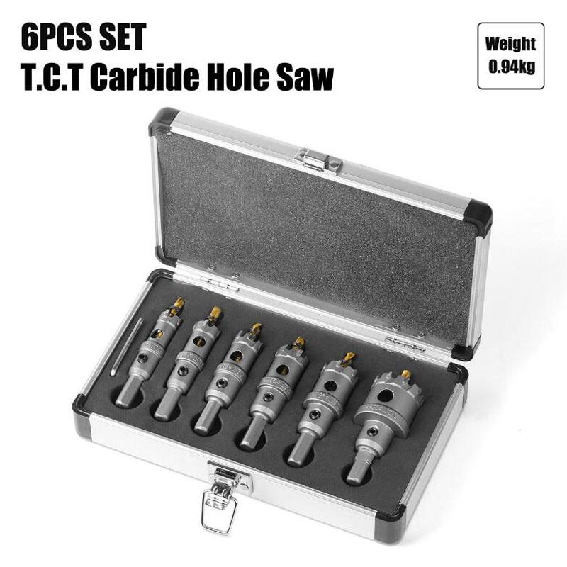 6pc 5A Carbide Tip Drill Bit Hole Saw 16,18,20,22,25mm Drill Bit Set Hole Saw Cutter For Stainless Steel Metal Alloy