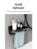 Punch-Free Aluminum Kitchen Roll & Paper Towel Holder - Black Wall-Mounted Storage Rack