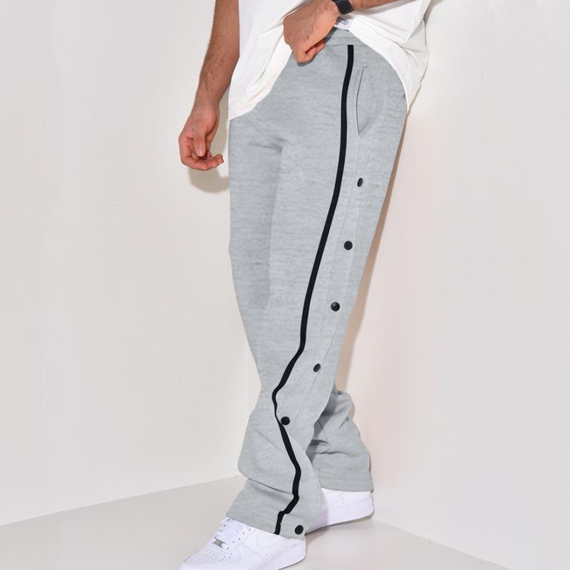 Men's Loose Fit Straight Button Athletic Pants Solid Color Long Pants Casual Pants