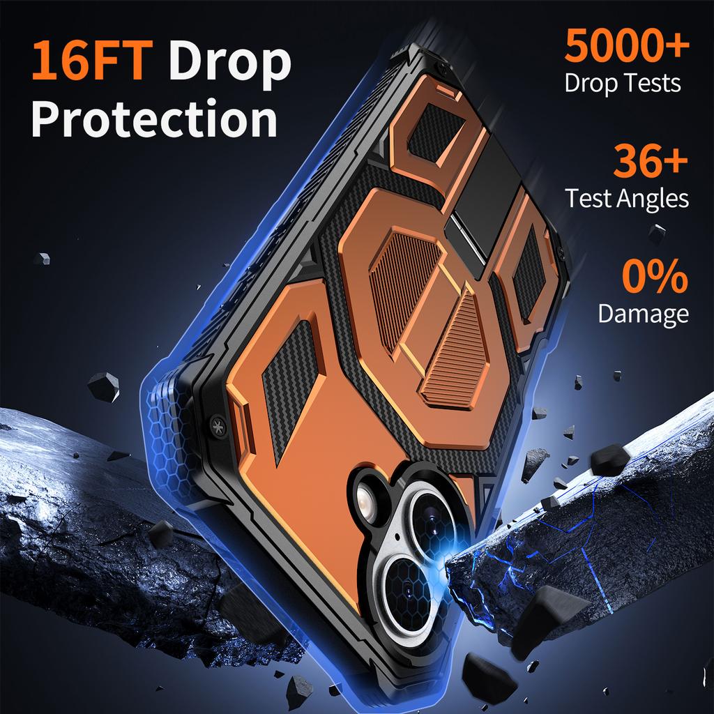 For iPhone 17 Magnetic Case Rotating Kickstand PC + TPU Shockproof Drop-proof Phone Cover