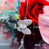 Full Paved Butterfly Pendant with Side Dangle Round Stone Women Thin Cable Chain Clavicle Necklace