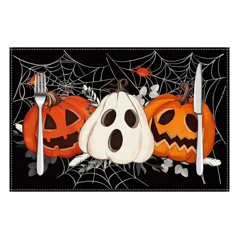 1PC Halloween Placemat Festival Kitchen Linen Dinning Table Mats Bowl Coffee Cup Pads Mats Home Decor