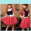 Costum Elegant Sexy pentru Femei Adulte cu Desene Animate Minnie Mouse cu Buline pentru Halloween