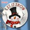 Snowman Tin Metal Sign Vintage Winter Wall Decor Red White Polka Dots Home Cafe Christmas Holiday Decoration