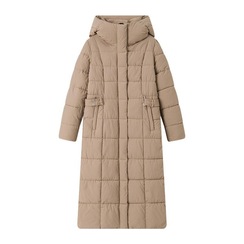 New Winter Loose Hooded Cotton Jacket for Women's Extended Thickened Warm Cotton Jacket Over Knee Jacket
