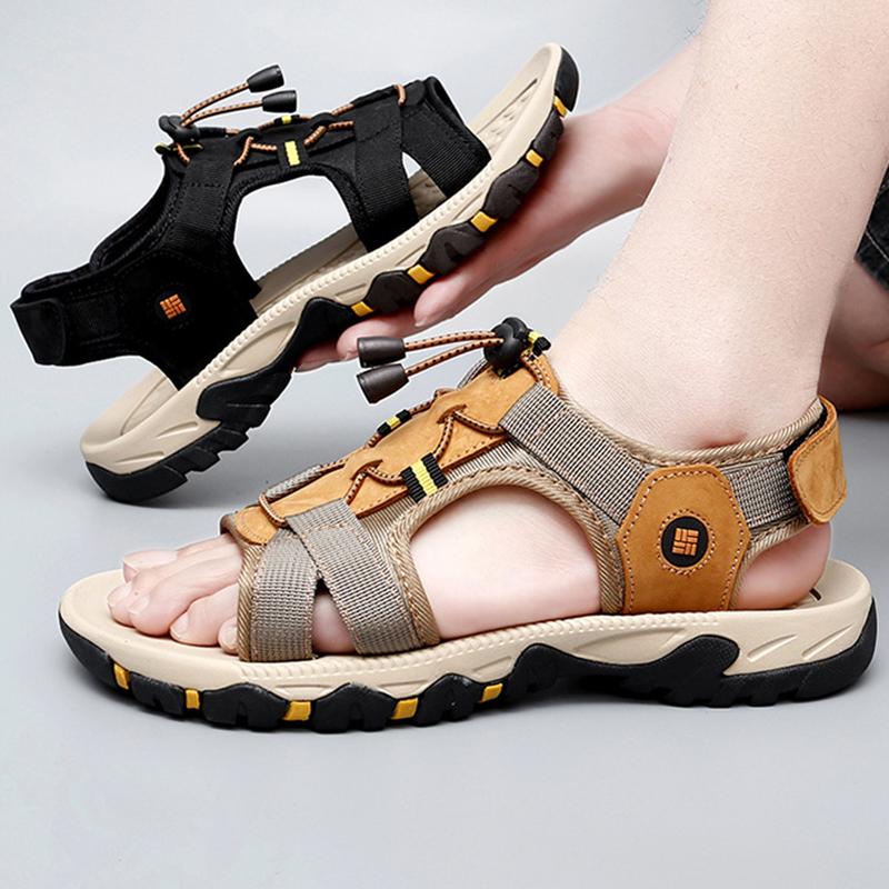 Sandals for Men In Large Size, Trendy Outdoor Sports Leather Sandals and Slippers, Breathable and Versatile Summer Casual Beach Shoes