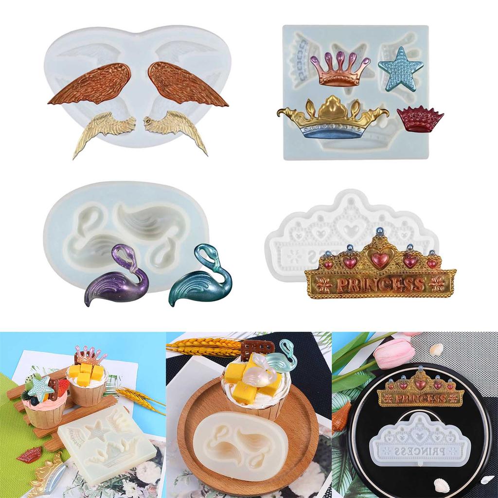 Crown Swan Wings Silicone Mold Fondant Chocolate Mould DIY Cake Dessert Mould Homes Kitchen Baking DIY Supplies