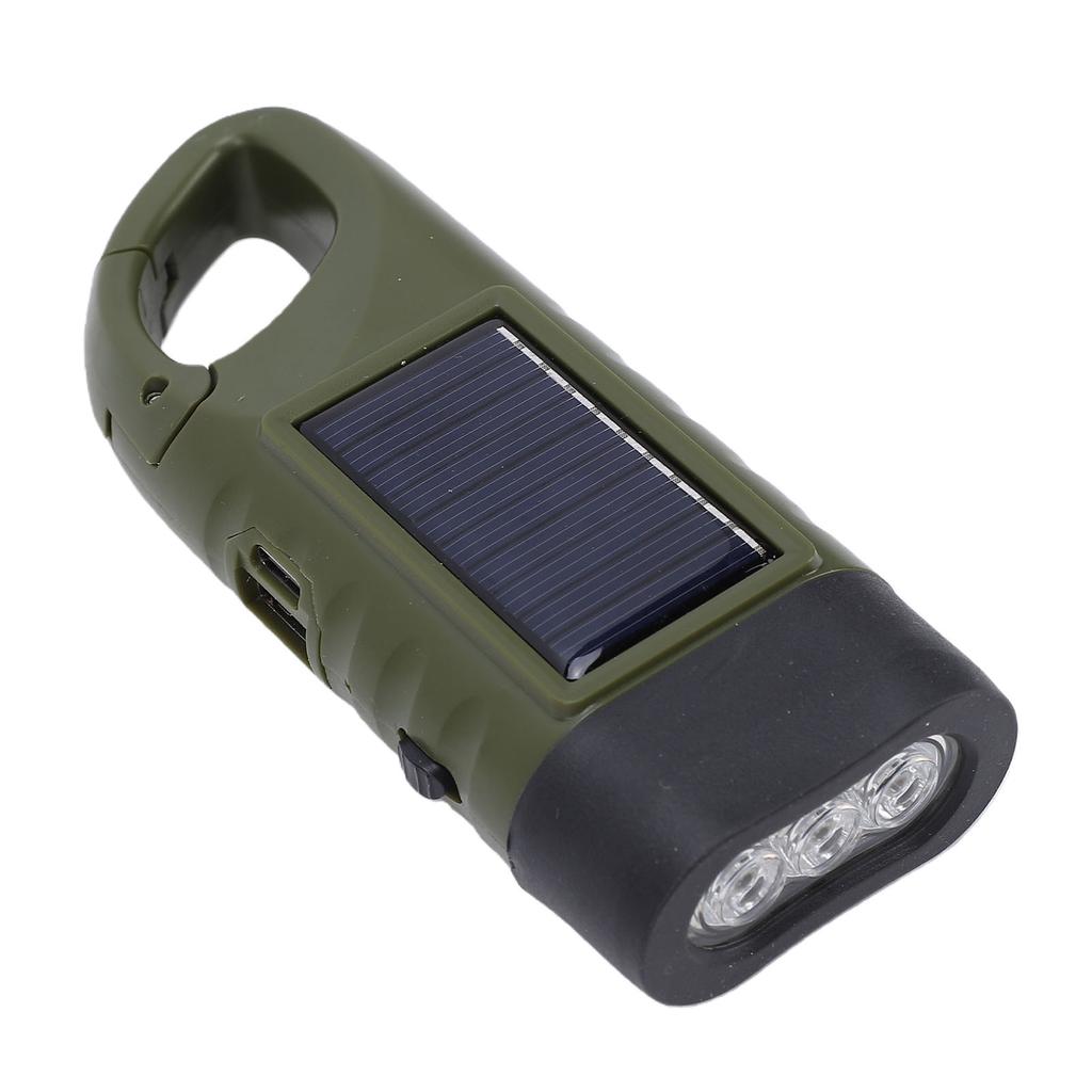 5 in 1 Flashlight Bright Hand Crank Solar USB Powered Flashlight with Power Bank Function for Outdoor Emergency