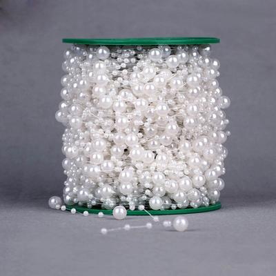 60 Meters Artificial Pearls Beads Chain Garland Flowers DIY Wedding Party Favor Bride Bouquet Decoration Beige White Pink Red