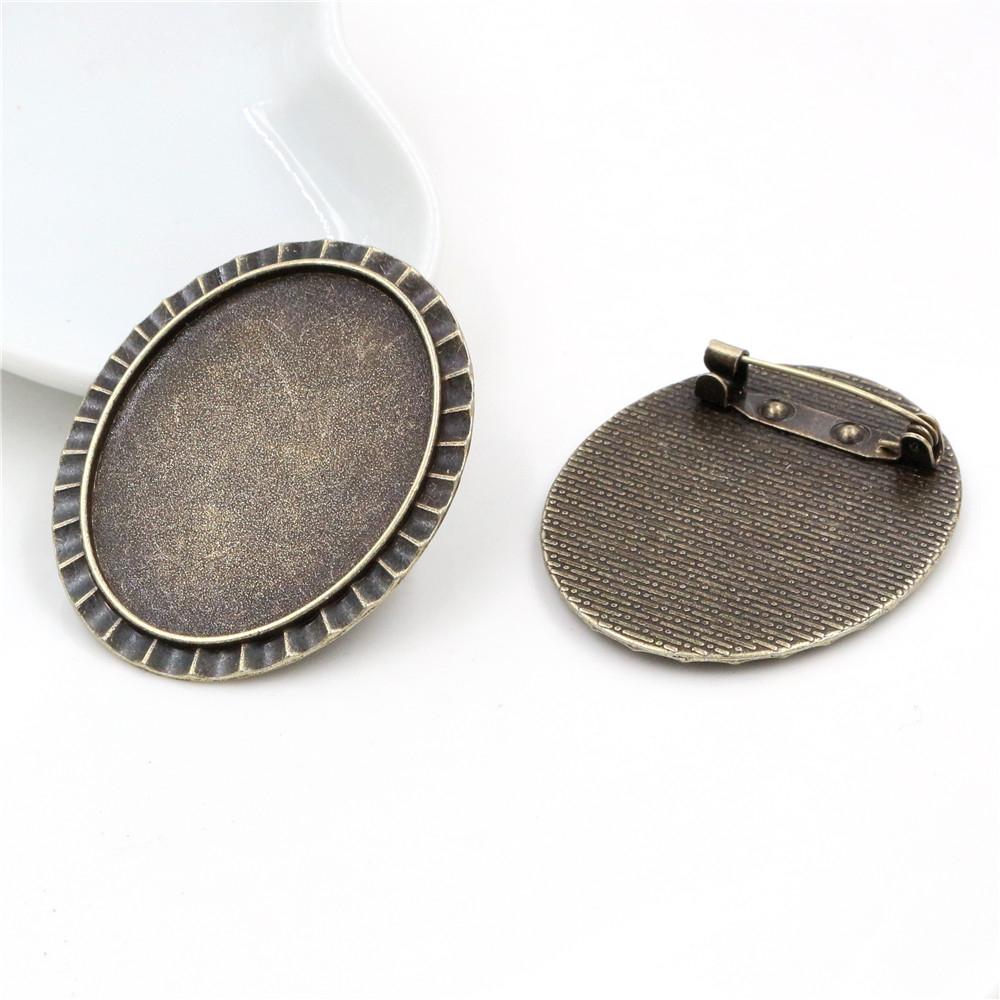 New Fashion 5pcs 30x40mm Inner Size Antique Silver Plated Gold Color Bronze Black Pin Brooch Simple Style Base Setting Pendant