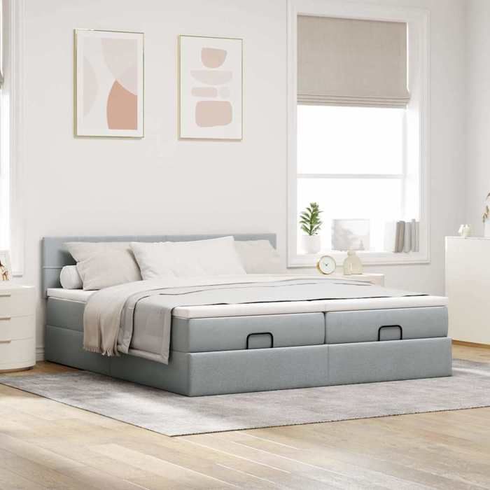 Maison Exclusive - Cadre de lit ottoman et matelas gris clair 180x200cm tissu