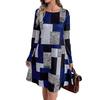 Color Block Geometric Pattern Print Long Sleeve Women's Dresses