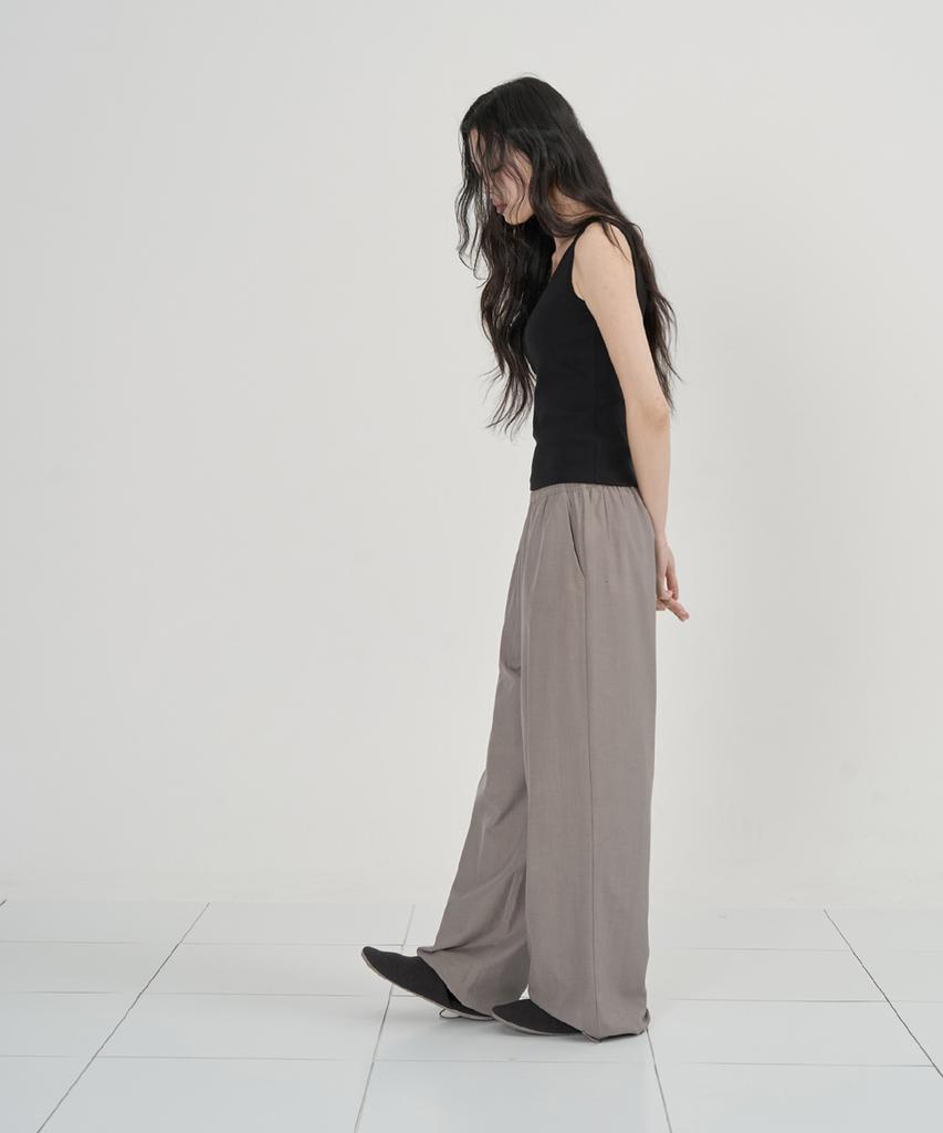 Ouas Wide Elastic Waist Pants (Warm Gray)