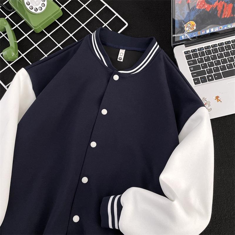 Men's Velvet-Lined Casual Cardigan: Trendy Autumn Winter Jacket - Stylish American Baseball Style for Couples