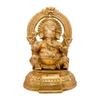 Golden Ring Ganesha Sitting On Singhasan Idol, Ganesh Bhagwan Ganpati Murti
