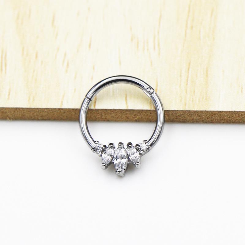 316L Stainless Steel Zircon Crown Nose Hoop Jewelry