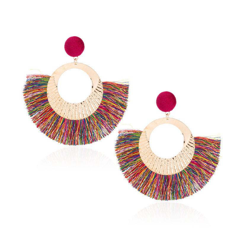 Cotton Unique Geometric Tassel Earrings For Women In Multiple Colors