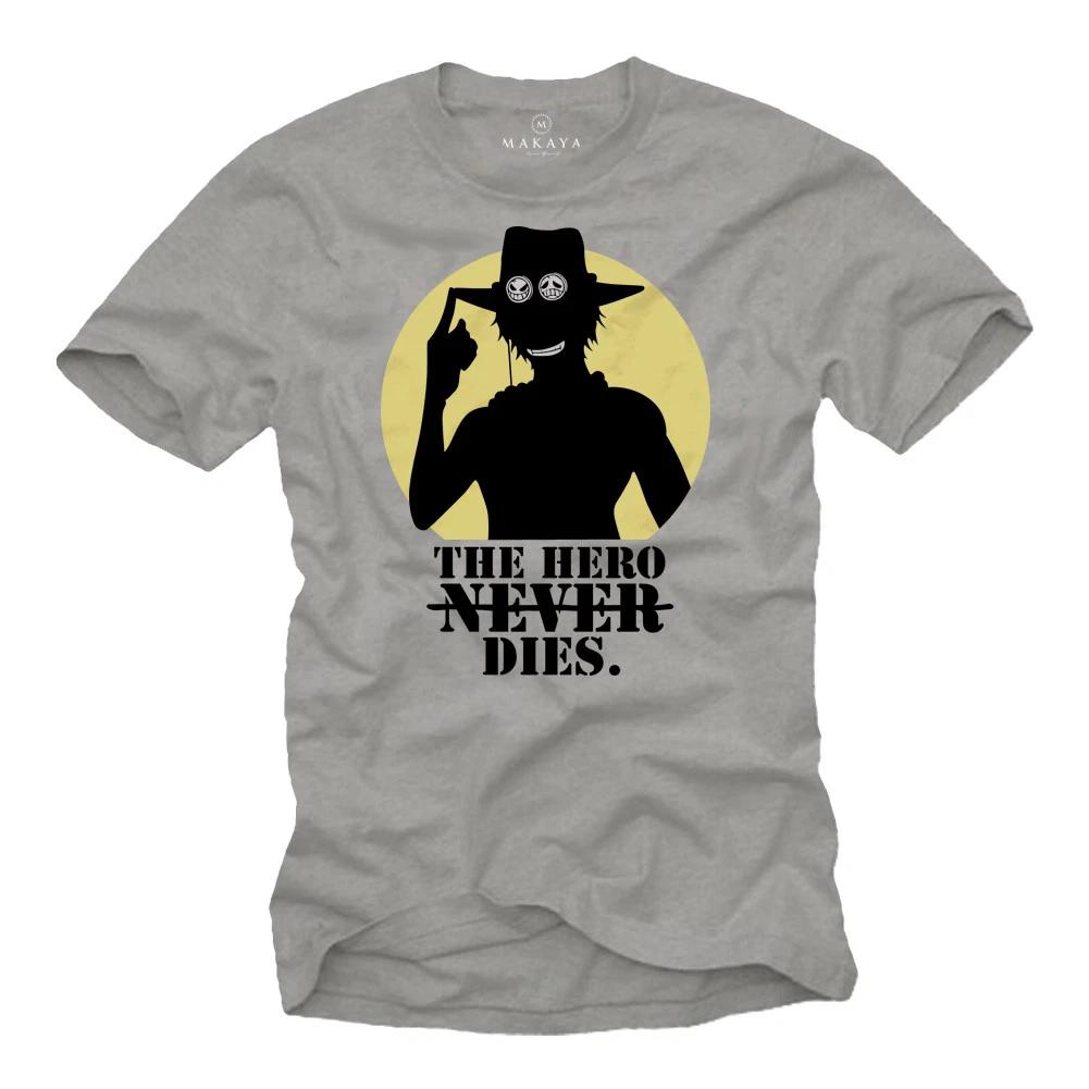 

One Comic Piece Men s T-Shirt with Ace - Men s Manga Luffy Nerd Shirt- S
