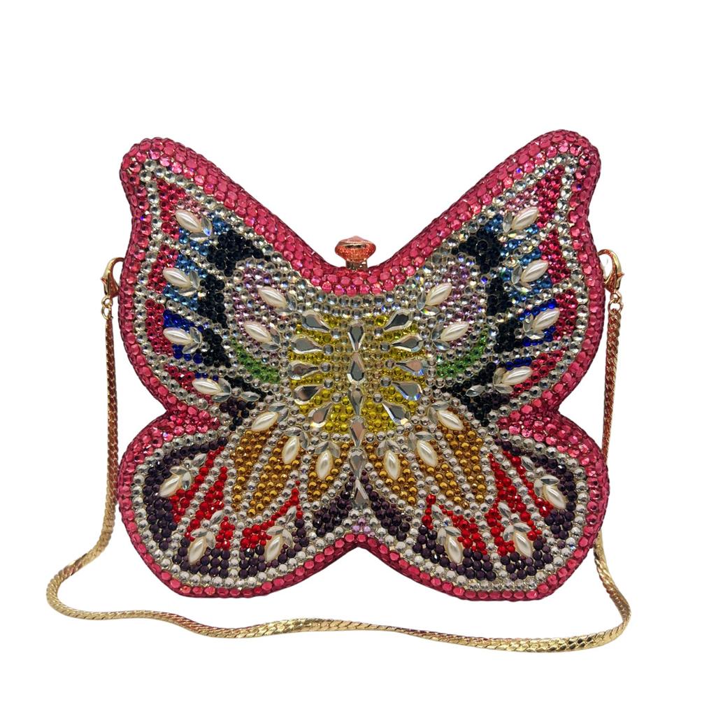 Green Diamond Evening Clutch Little Butterfly Bling  Purse Silver/Gold Crystal Wedding Party Purses Bridal Handbags
