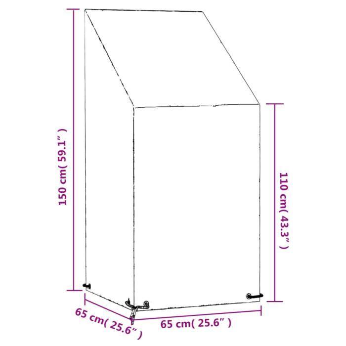 VidaXL Housses de chaise de jardin 2 pcs 8 œillets 65x65x110-150 cm PE 3155387